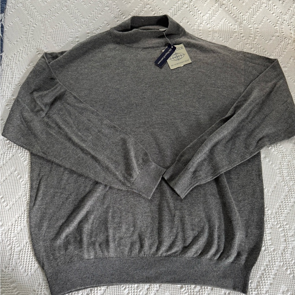 🩶 NWT Latitude Northern Isles Silk Cashmere Blend Sweater, Grey, Large